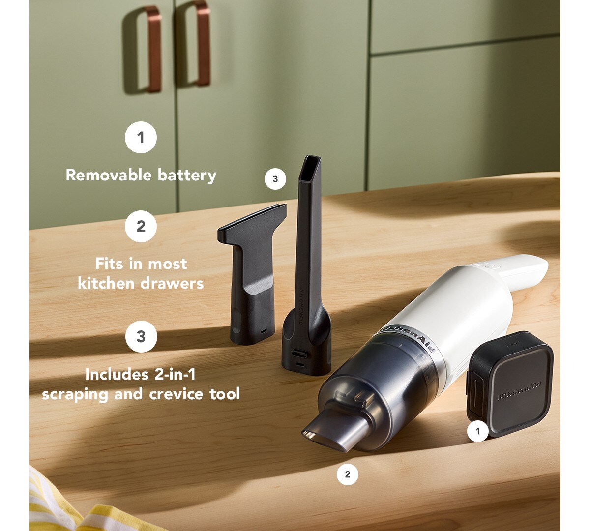 KitchenAid Go™ Cordless Kitchen Vacuum - battery included - Porcelain White - Image 2