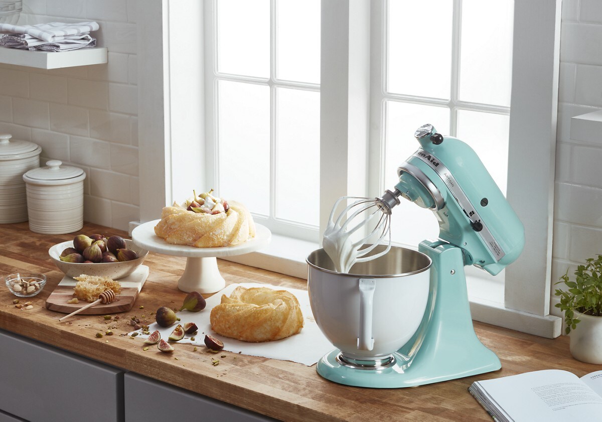 Artisan® Series Tilt-Head Stand Mixer with 5 Quart White Colorfast Finish Stainless Steel Bowl - Aqua Sky - Image 4