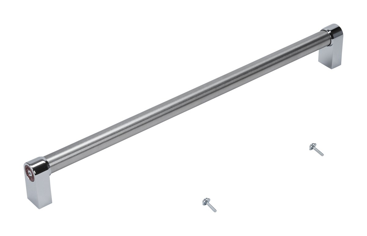 Panel-Ready Compactor Handle Kit - Stainless Steel with Textured Straight Bar and Red Medallion Ends for KitchenAid Model KTTS505EPA (Includes Hardware)