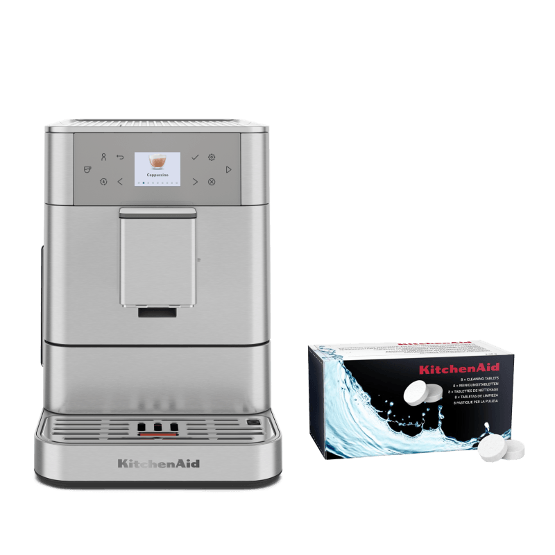 Coffee Set: Fully Auto Espresso KF6 + Cleaning Tablets - Brushed Stainless Steel